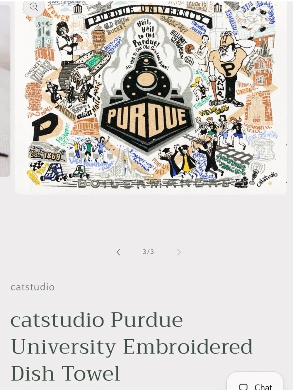 BRAND NEW Catstudio Purdue University Collegiate Collection Dish Towel